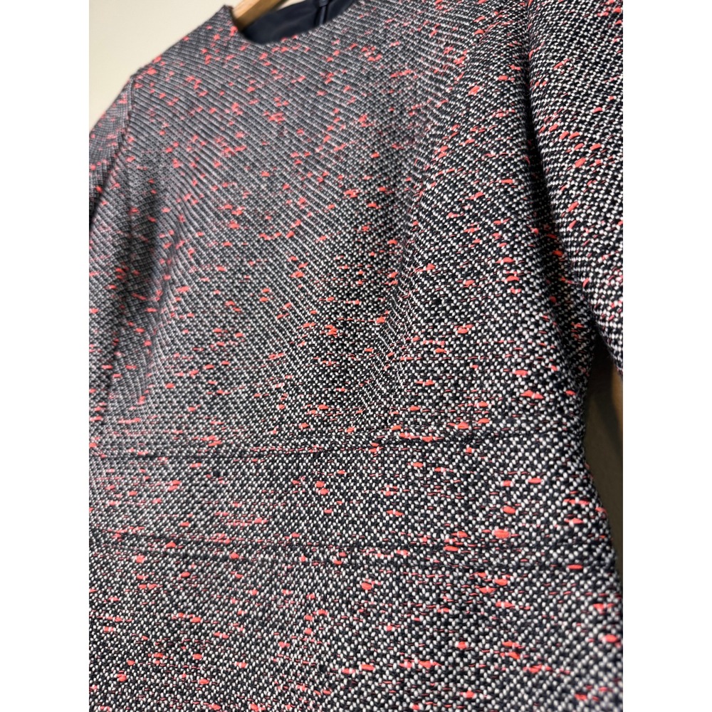 J.Crew Women 0P Petite Tweed Sheath Dress 3/4 Sleeve Wool Blend Pink Black White - Picture 4 of 9
